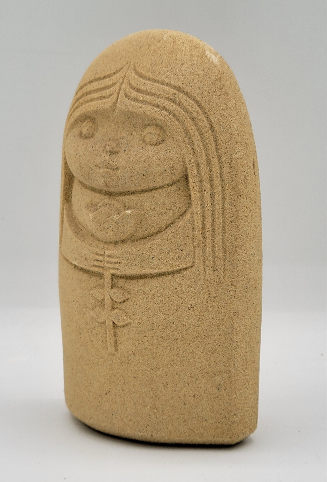 Stone Art Registered Model GIRL WITH FLOWER Sculpture Belgium Figure StoneArt