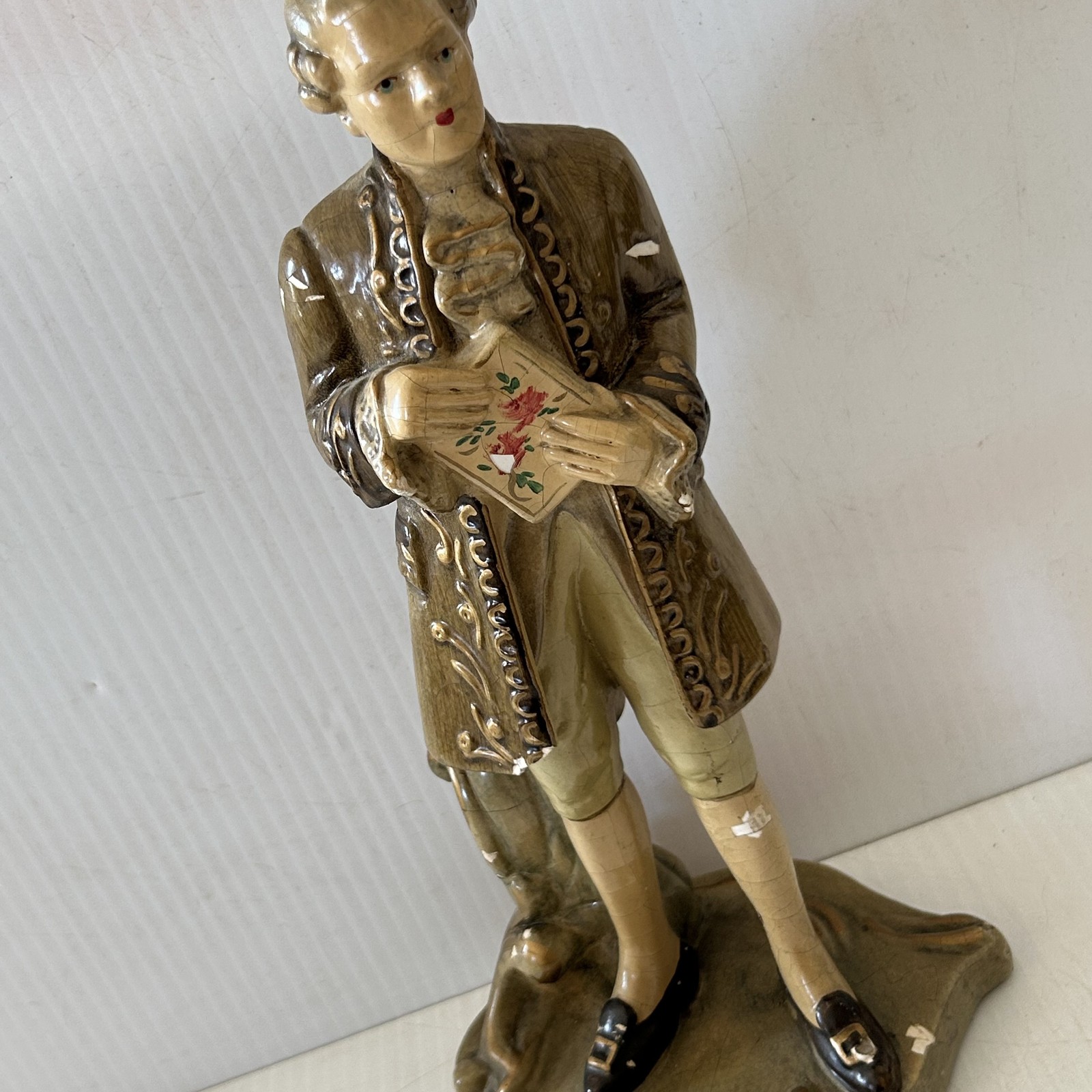 Vintage Gentleman Figurine Baroque Rococo Style Hand-Painted Decorative/330J
