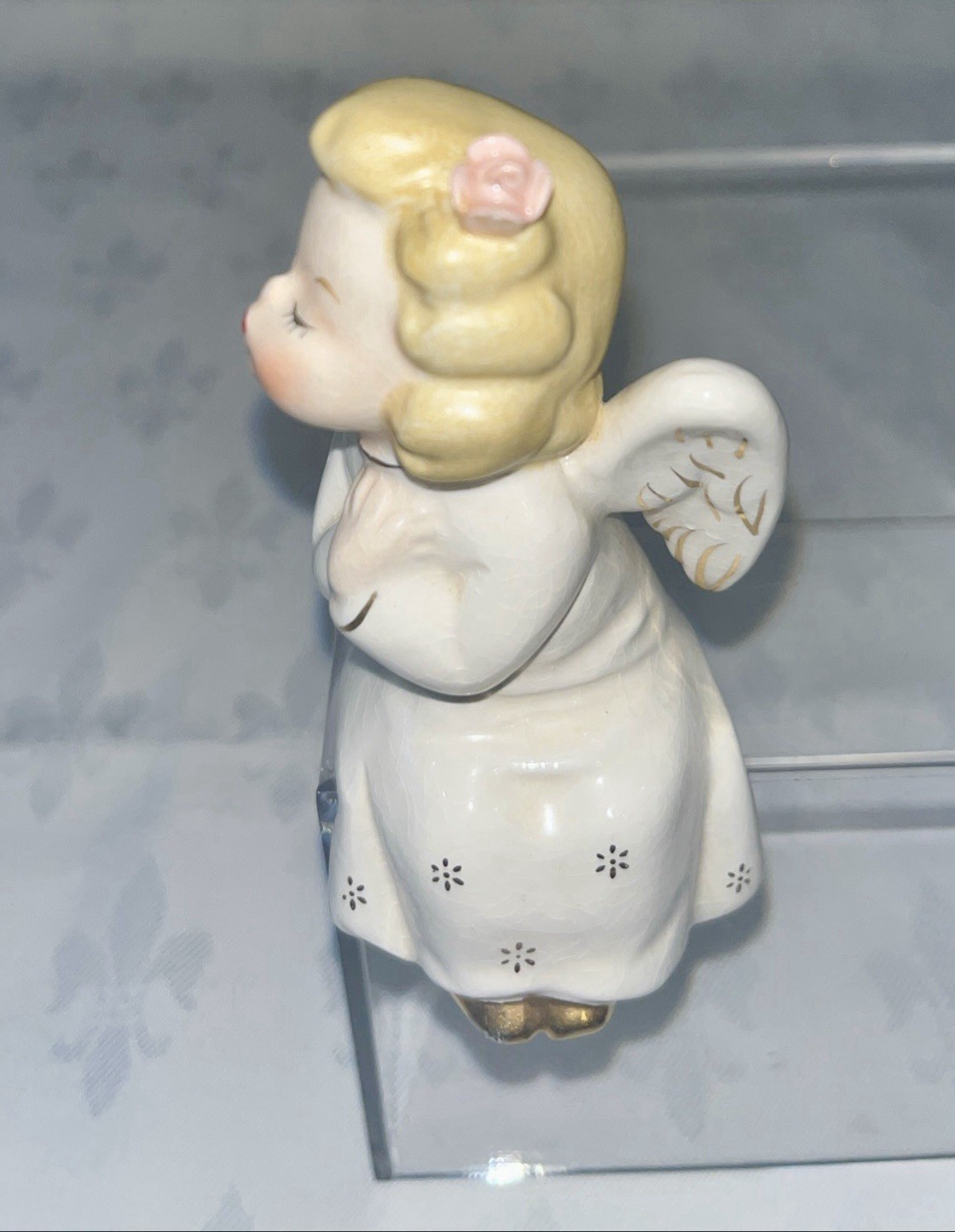 Vtg 1950s Kissing Angels Ceramic Figurine Japan Boy & Girl Shelve Sitters