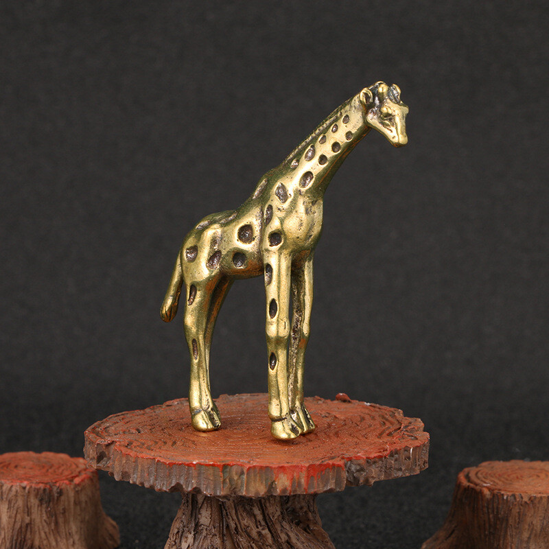 1Pc Solid Brass Giraffe Figurine Statue Home Ornaments Animal Figurines Gift