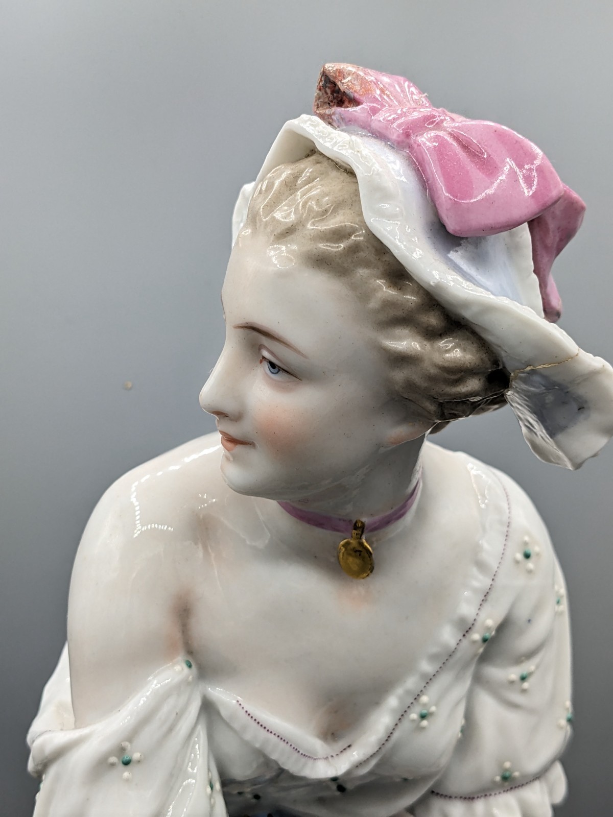 1800s Paris French Vion & Baury Peasant Girl Porcelain Figurine 15″ Rare
