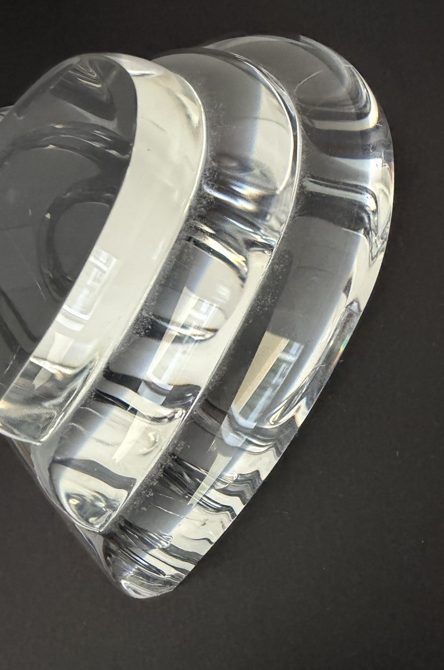 STEUBEN Glass Signed Stepped Heart Clear Paperweight Figurine 3 1/2″ RARE