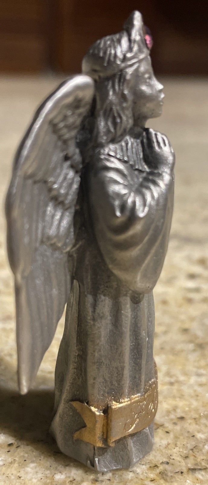 Vintage Hudson Pewter FEBRUARY Birthday /Birthstone Angel Figurine 1995 / 2.5”