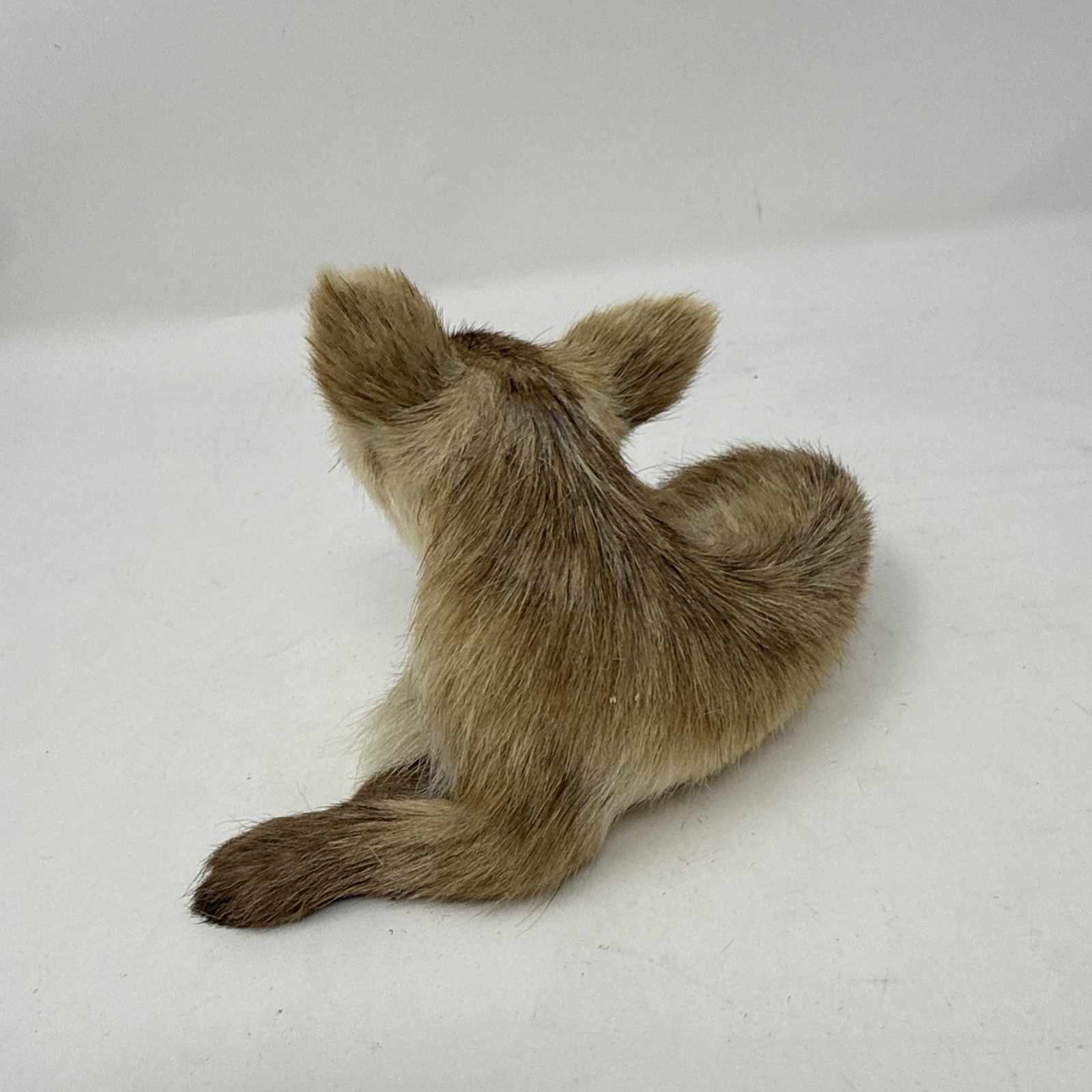 Antique Vintage Real Fur Laying FOX Statue Glass Eyes Rare READ