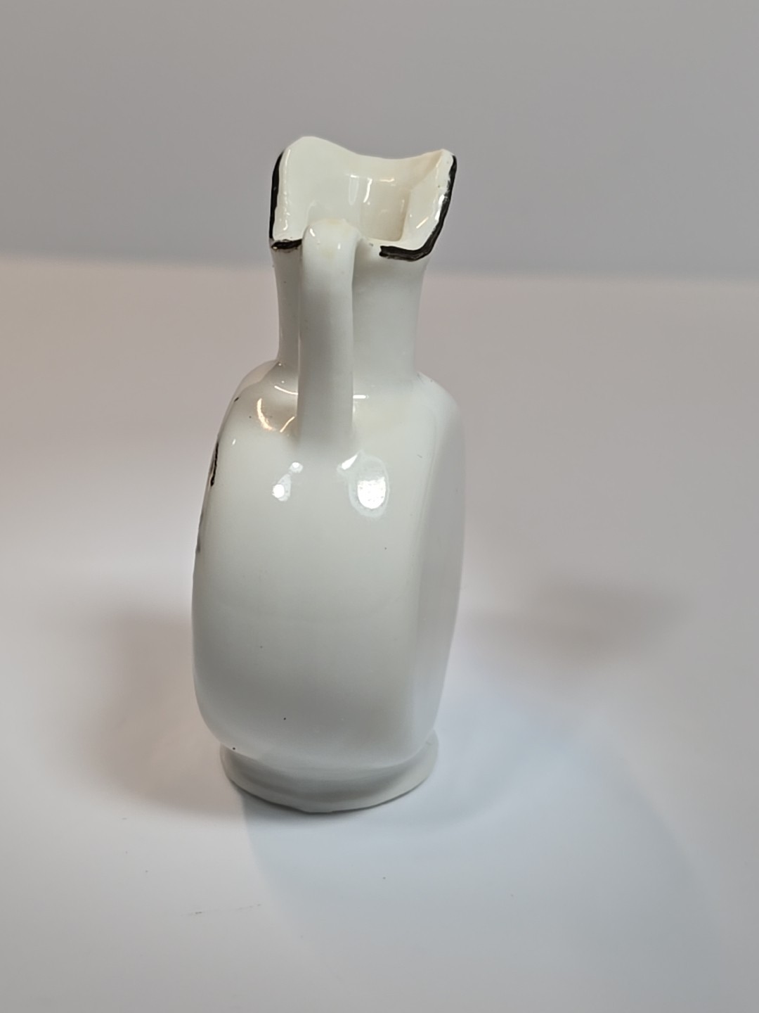 Enesco 25th Anniversary Miniature Pitcher White Ceramic Silver Color Lettering