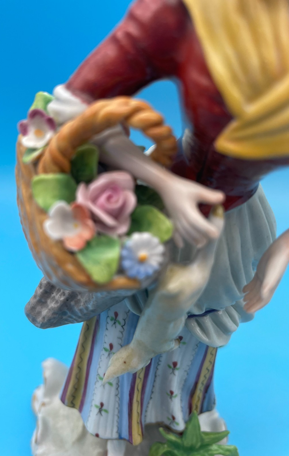 Beautiful Sitzendorf Man Holding Flowers & Bird Woman Holding Flowers & Rabbit