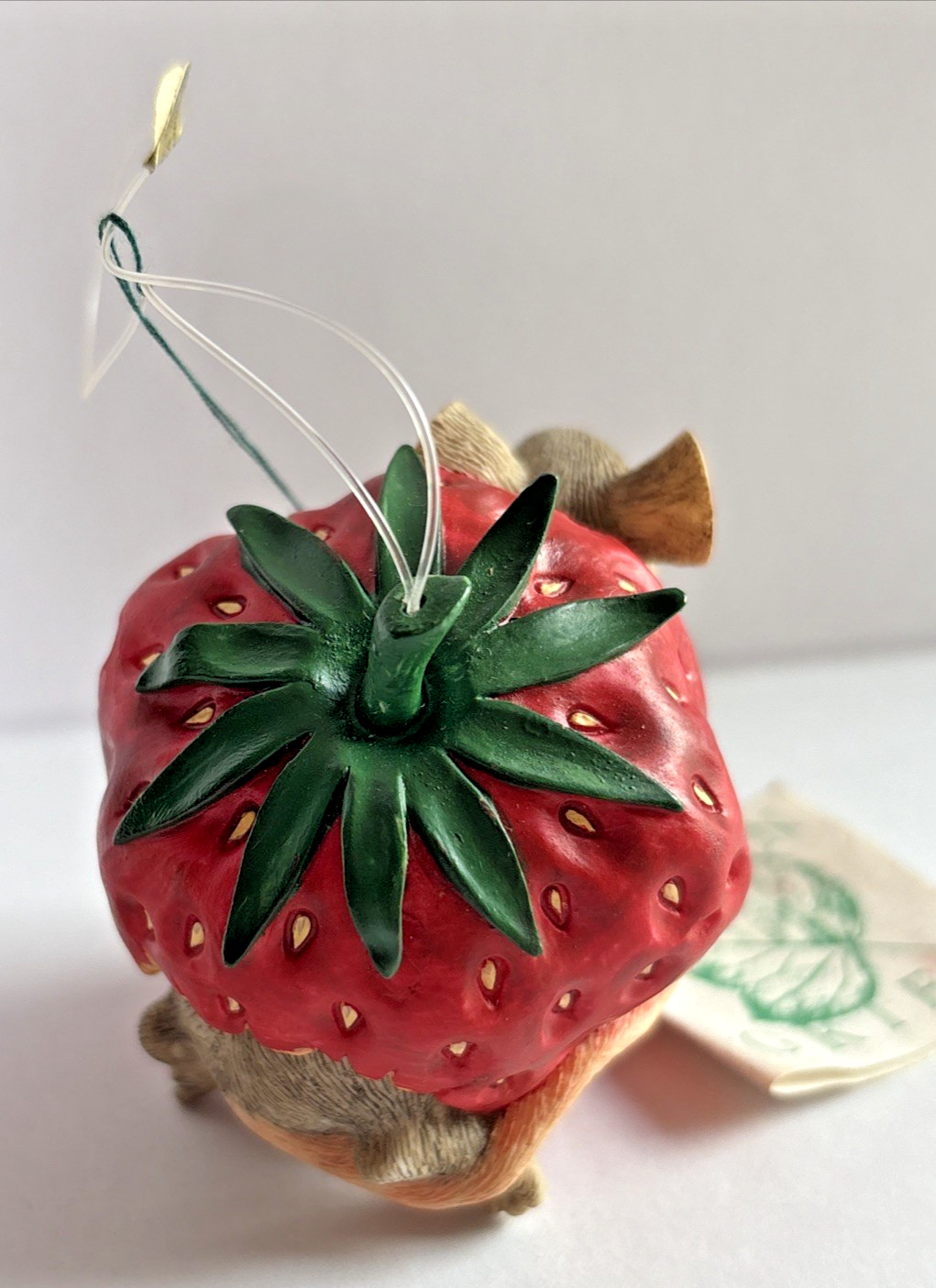 Silvestri Charming Tails Maxine Picking Strawberry Ornament Mouse