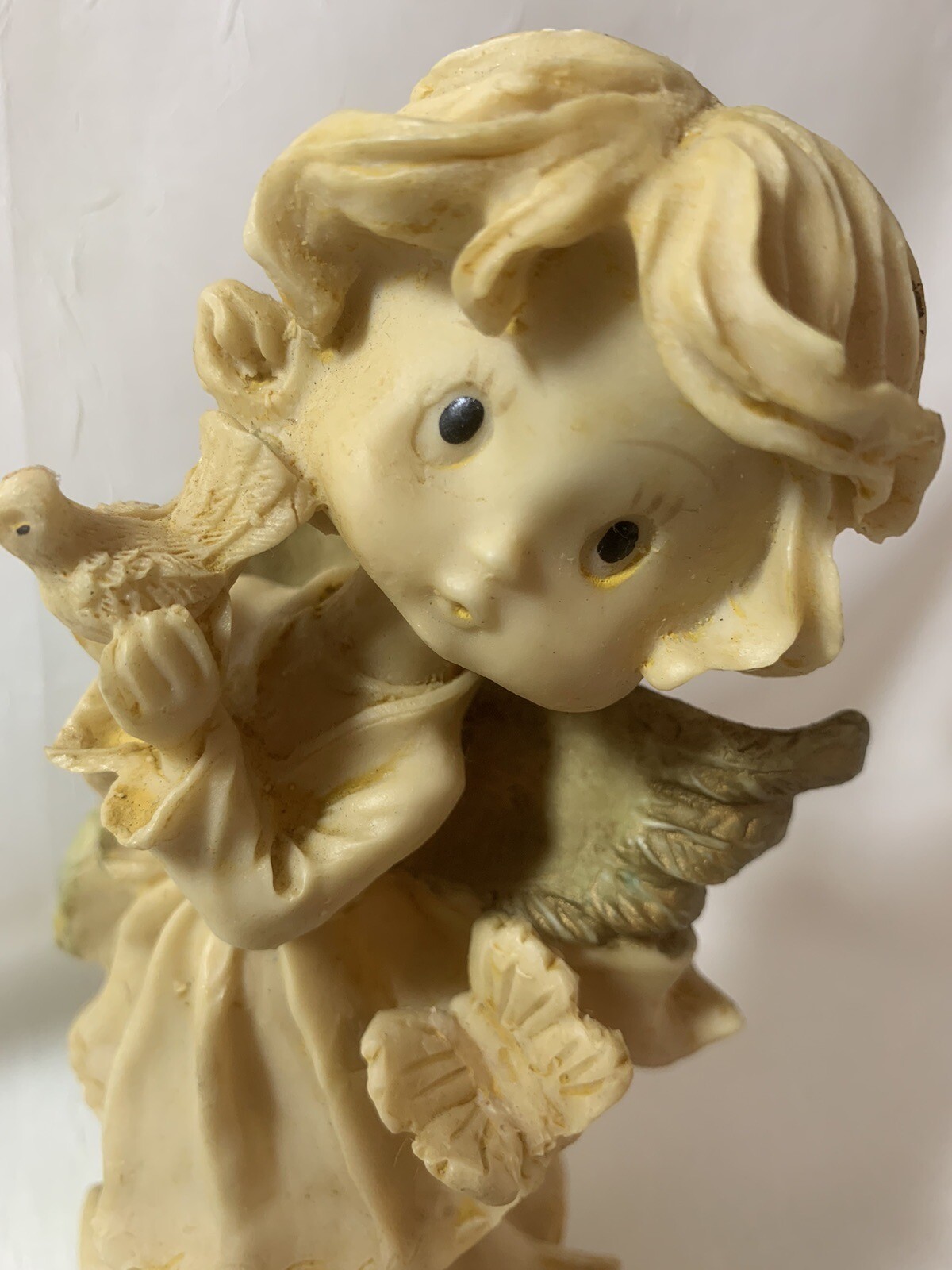 Vintage Angel Figurine Vintage Decor Religious Art Statue Shelf Decoration Beige