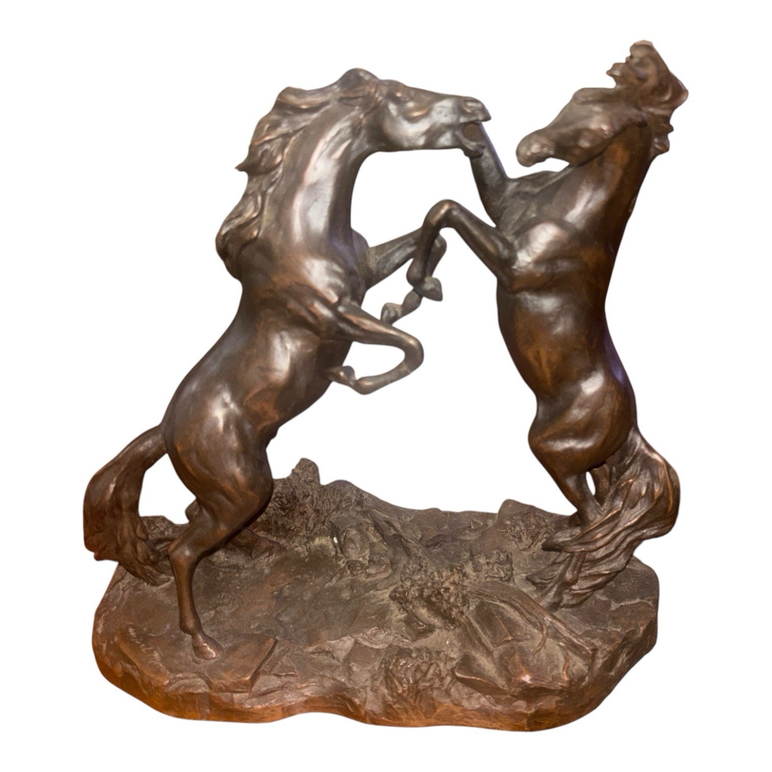 Lanford Monroe “Challenging Stallions “ Cold Cast Resin Bronze Patina Sculpture