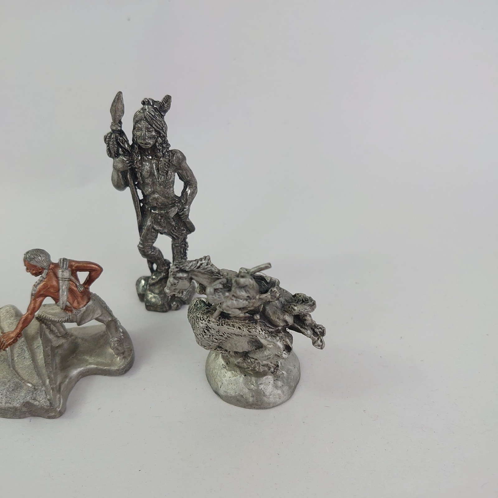 Pewter Figurine Lot 5 Pieces Native American Wolf Spoontiques Hudson
