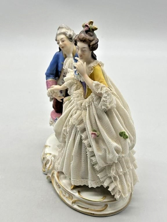 other see details Stunning Vintage Dresden Germany Porcelain Dipped Lace G2U