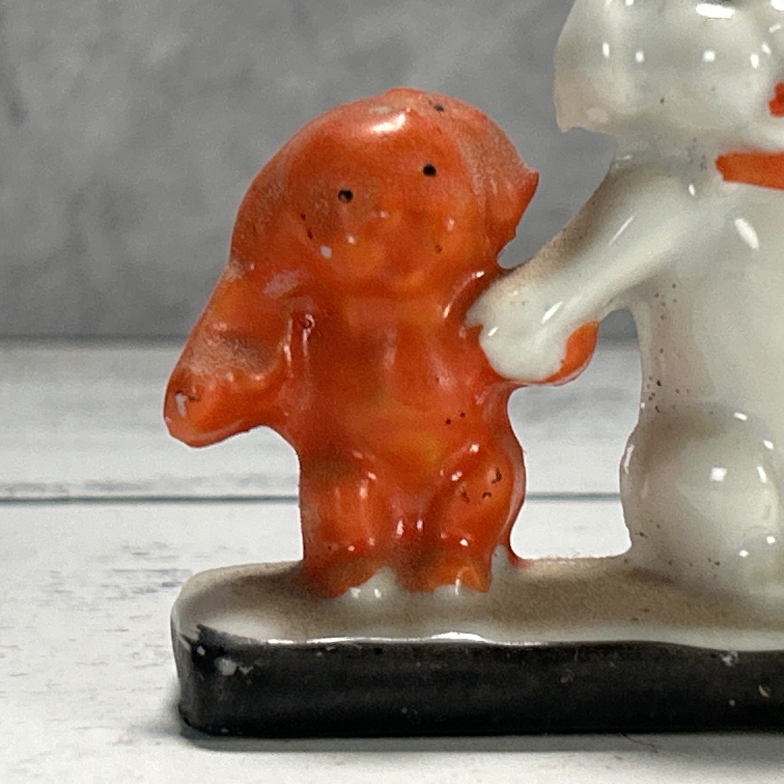Vintage Ceramic Anthropomorphic Puppies Under Umbrella 1950s Japan Cute Dogs