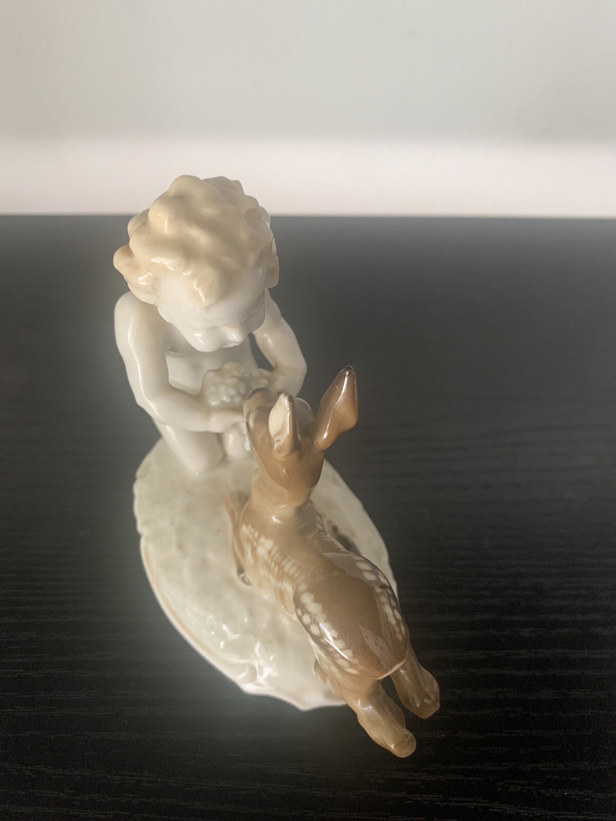 K Tutter Hutschenreuther Selb Germany Figurine Cherub Deer Fawn Signed Germany