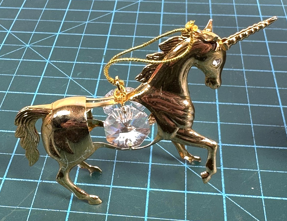 Matashi Crystals Gold Unicorn Ornament Metal Figurine Crystal Small Fantasy