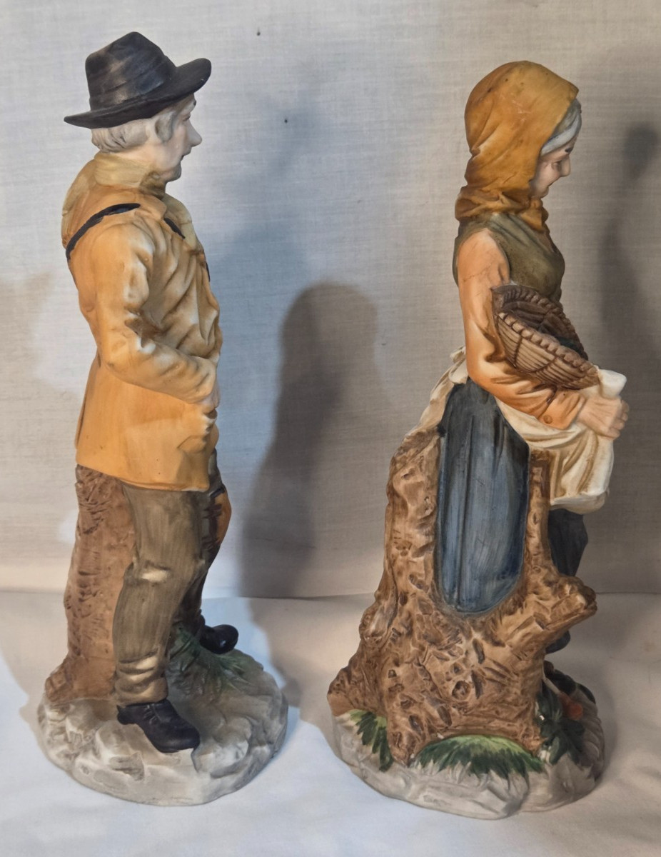 Vtg Homco Porcelain Old Man Woman Figurine Pair Rustic Peasant Couple 10”