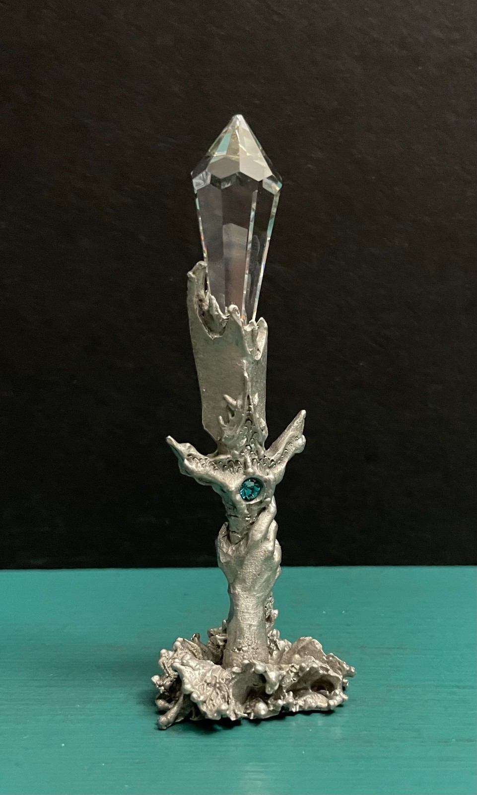 CCI Comstock Pewter Crystal Prism Jewel Sword Rising Hand Diorama Mini Figurine