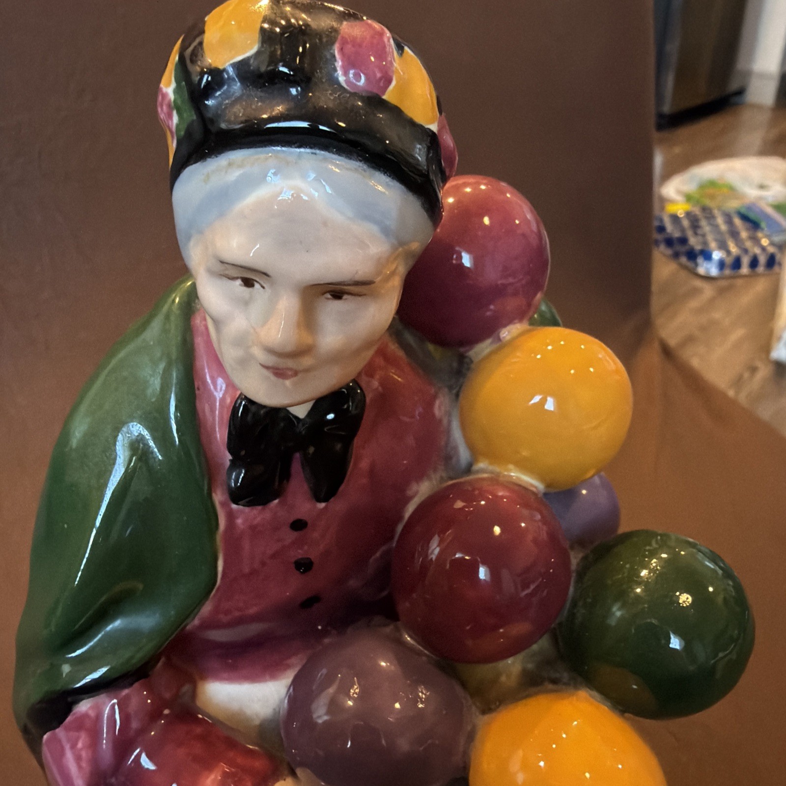 Balloon Seller Figurine Hand Painted Ceramic Folk Art RG Colorful Balloons