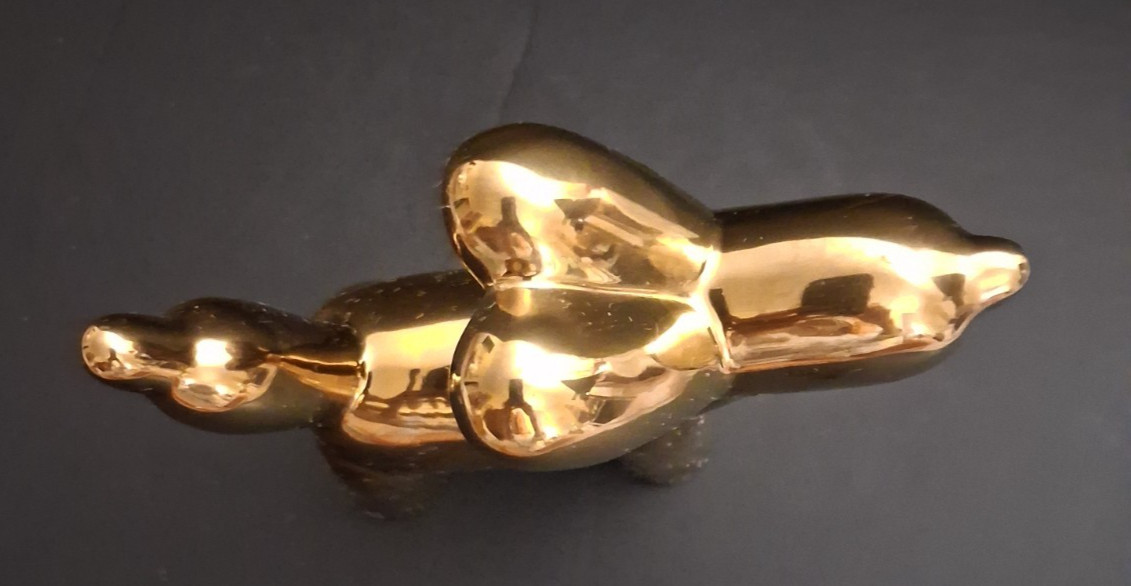 Gold Ceramic Balloon Dog Figurine Décor 6.5″ Tall x 6.5″ L