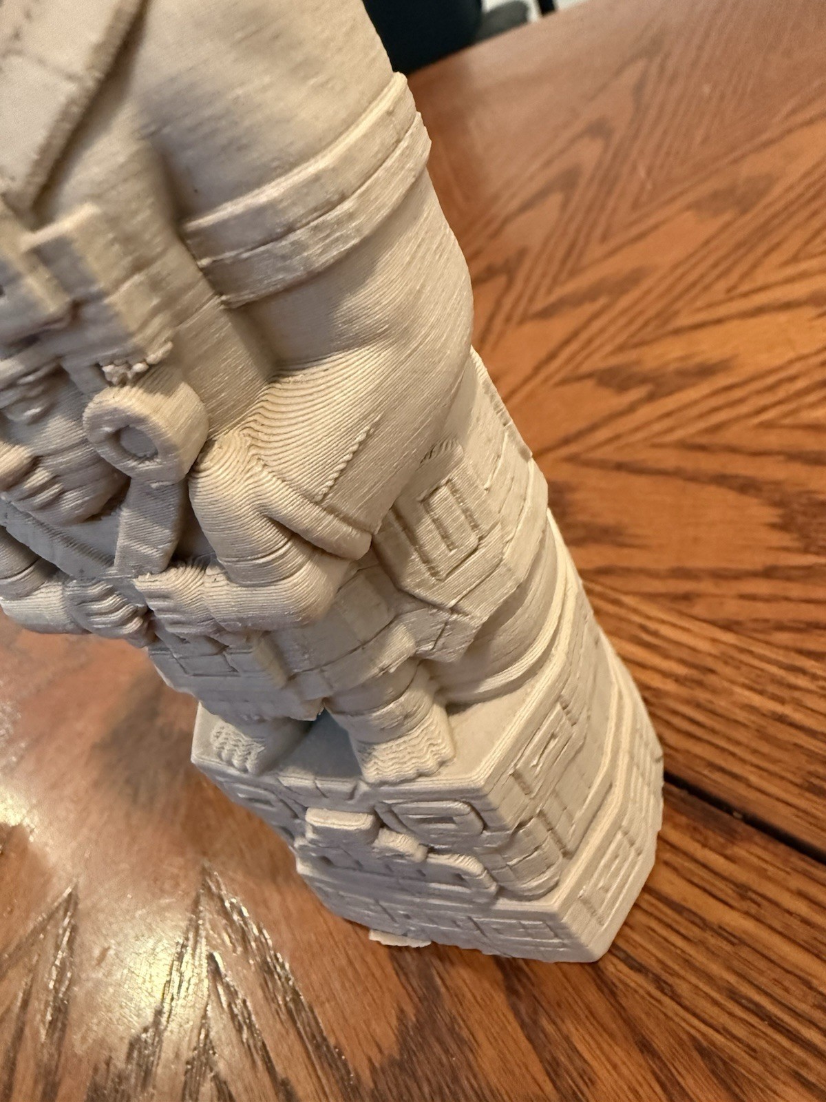 Gray Aztec Tribal Standing Figure Statue, 3d wood filament, Matte Finish, Carved