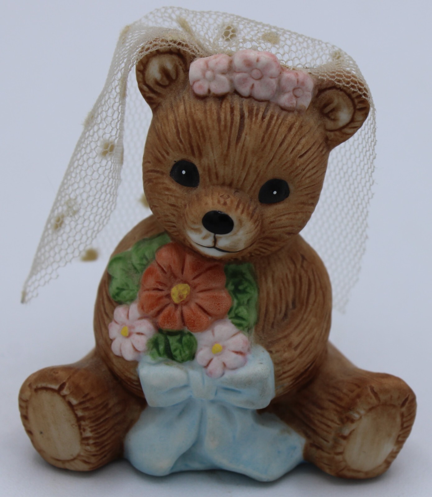 Vintage Homco June Teddy Bear of the Month Figurine #1413 Bride with Veil