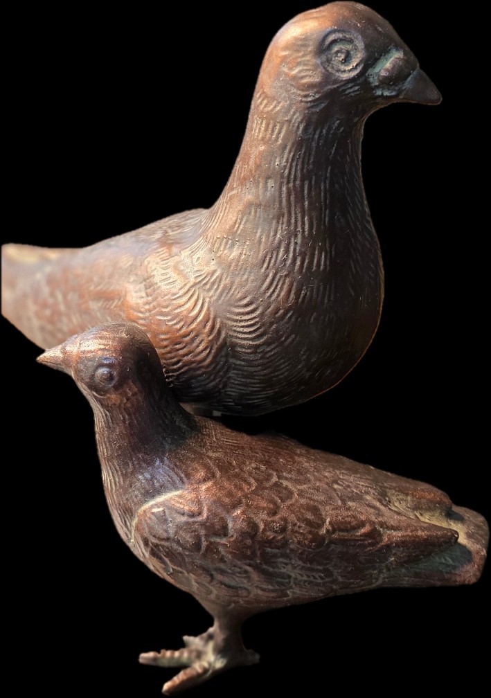 Pair (2) Andrea By Sadek Ceramic Textured Brown Bronze Finish Dove Birds – China