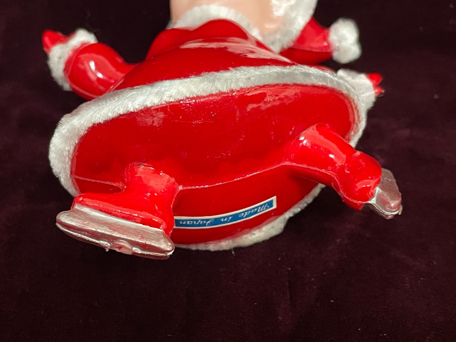 Vtg Snow Skiing Santa and Ice Skating Mrs Claus Plastic Japan Ornaments MCM