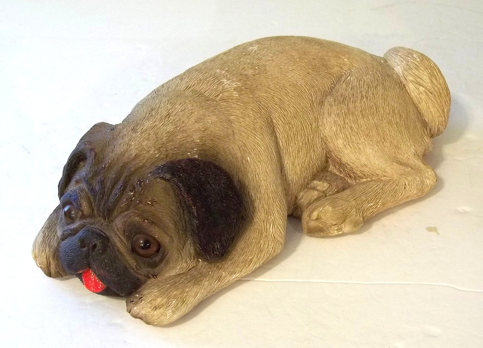 Vintage Pug Dog Sandicast Sculpture – Handcrafted Signed Sandra Brue – 9″ X 4.5