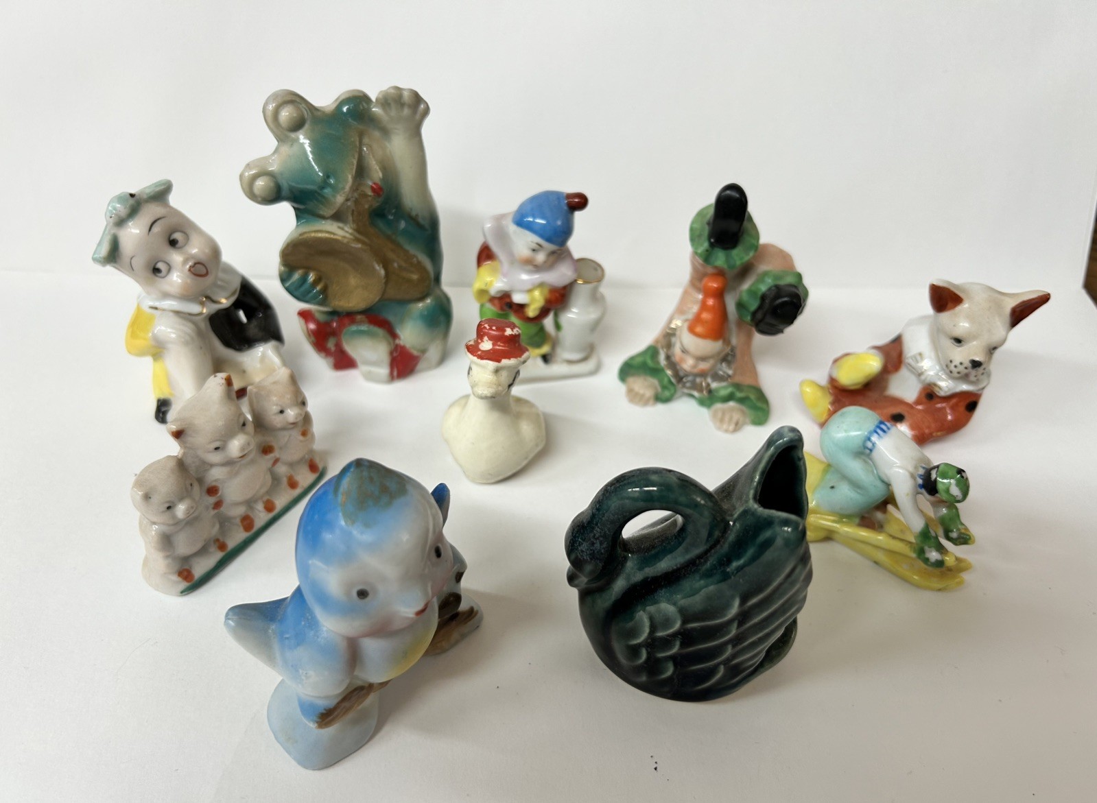 Vintage Lot of 10 Figurines, Japan, Occupied Japan, and unknown origins.