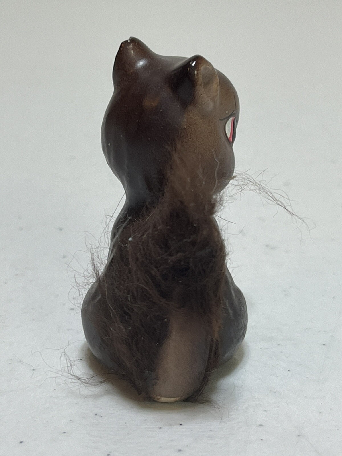 Enesco Porcelain Squirrel With Fur Tail Figurine Japan
