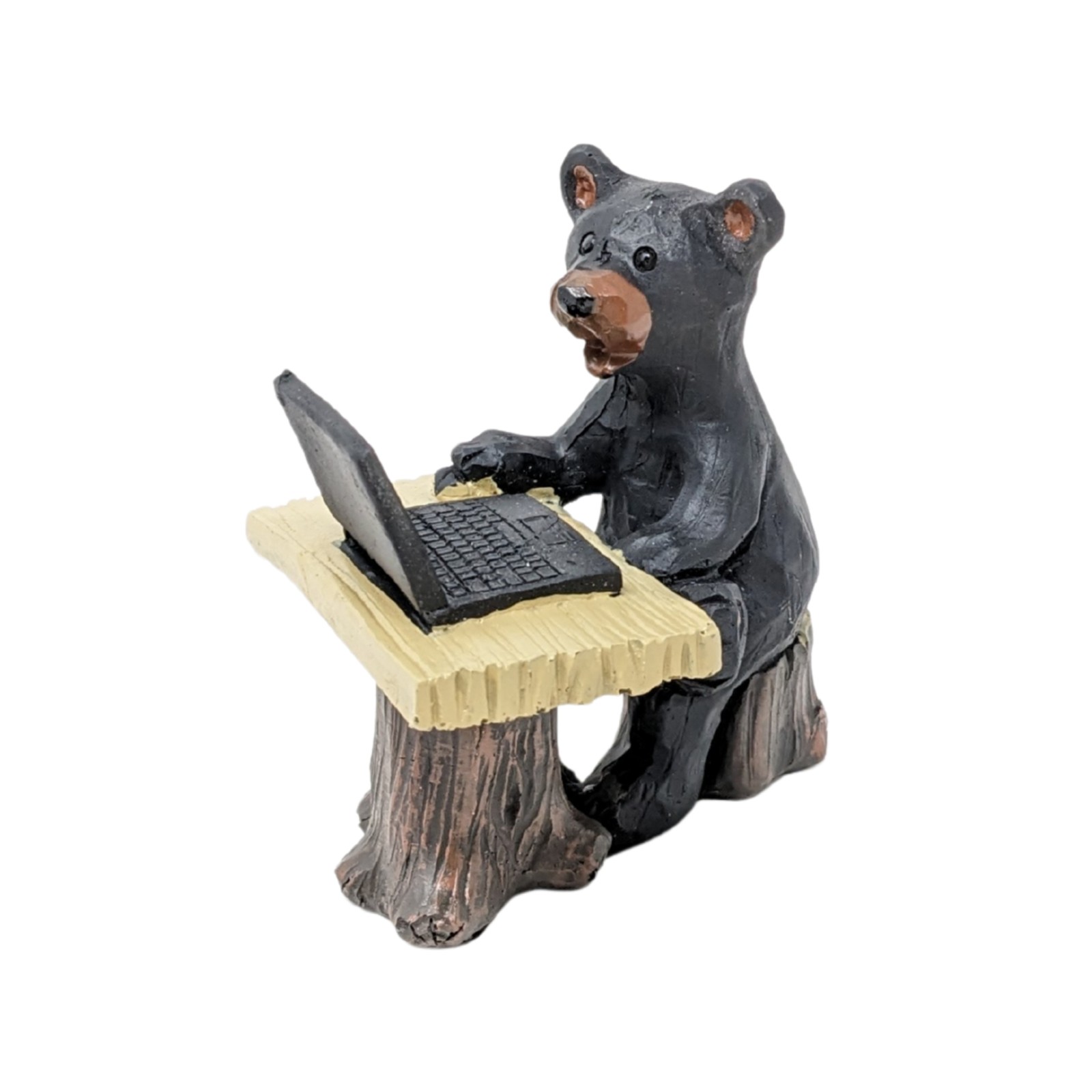 Black Bear on Computer Figurine – Rustic for Cabin, Lodge, or Home Office