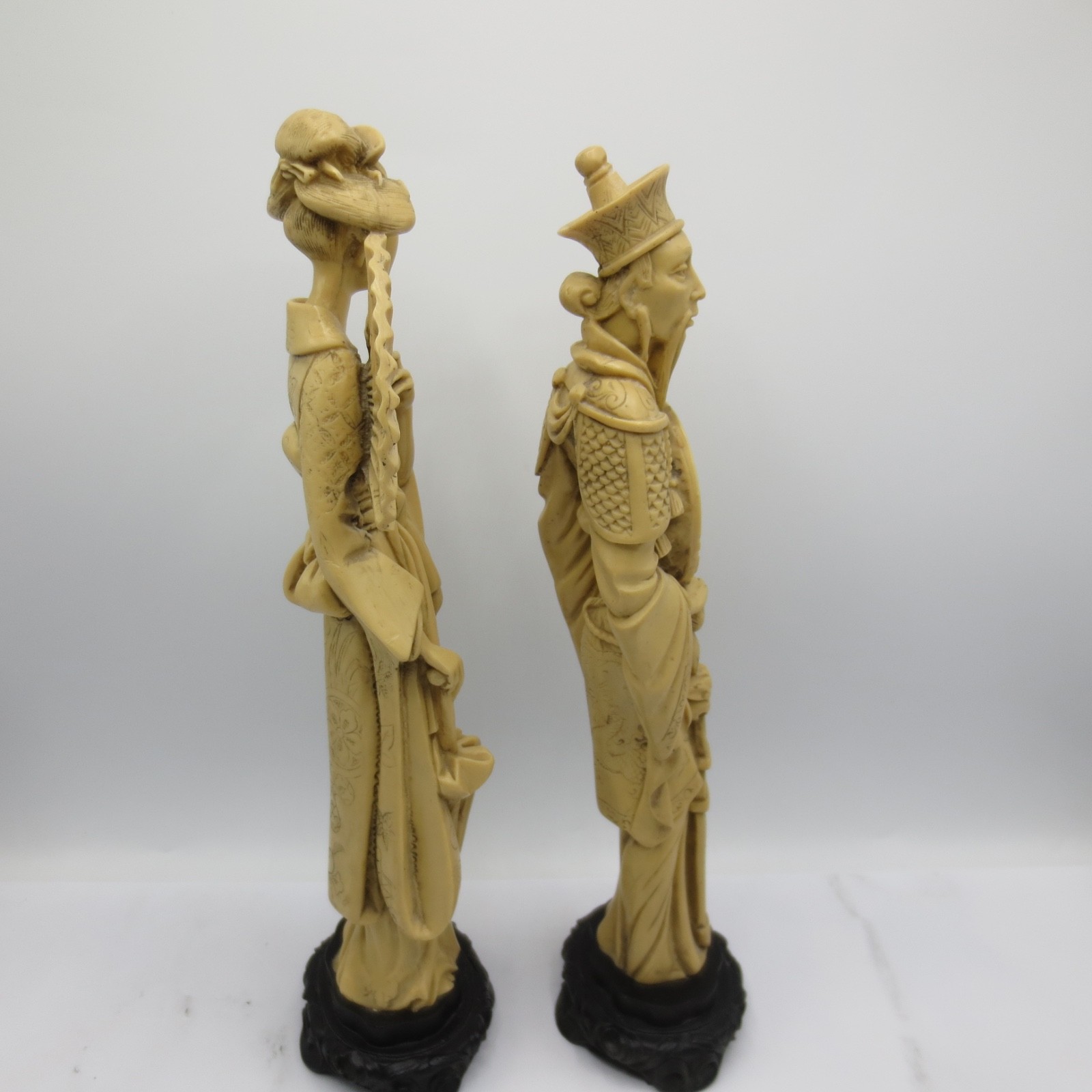 Vintage Asian Chinese Resin Figurine 14” Goddess and Sorcerer Home Decor