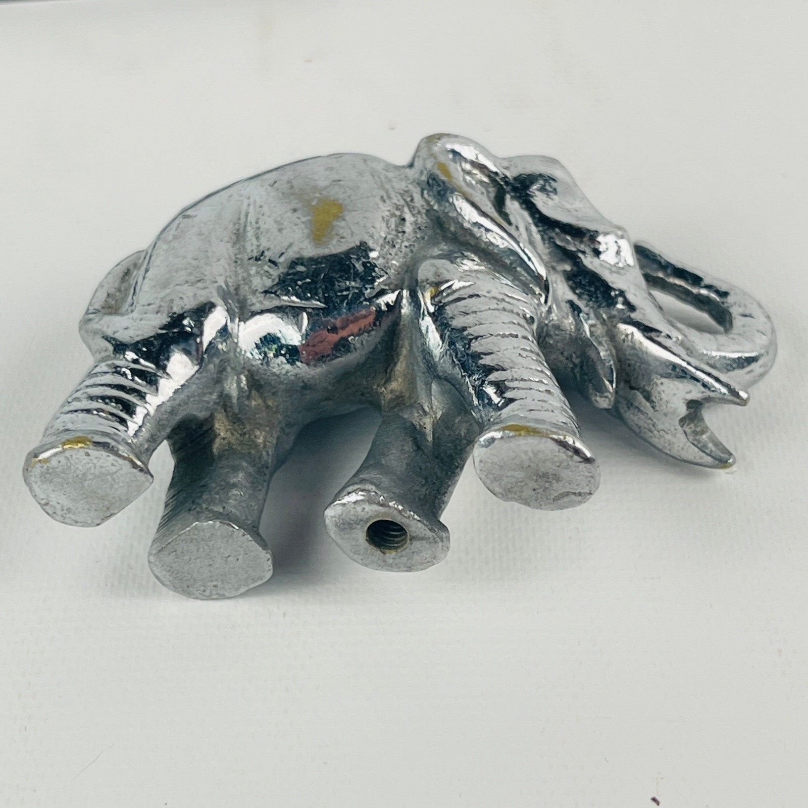 Silver Chrome Tone Heavy Metal Elephant Small Figurine