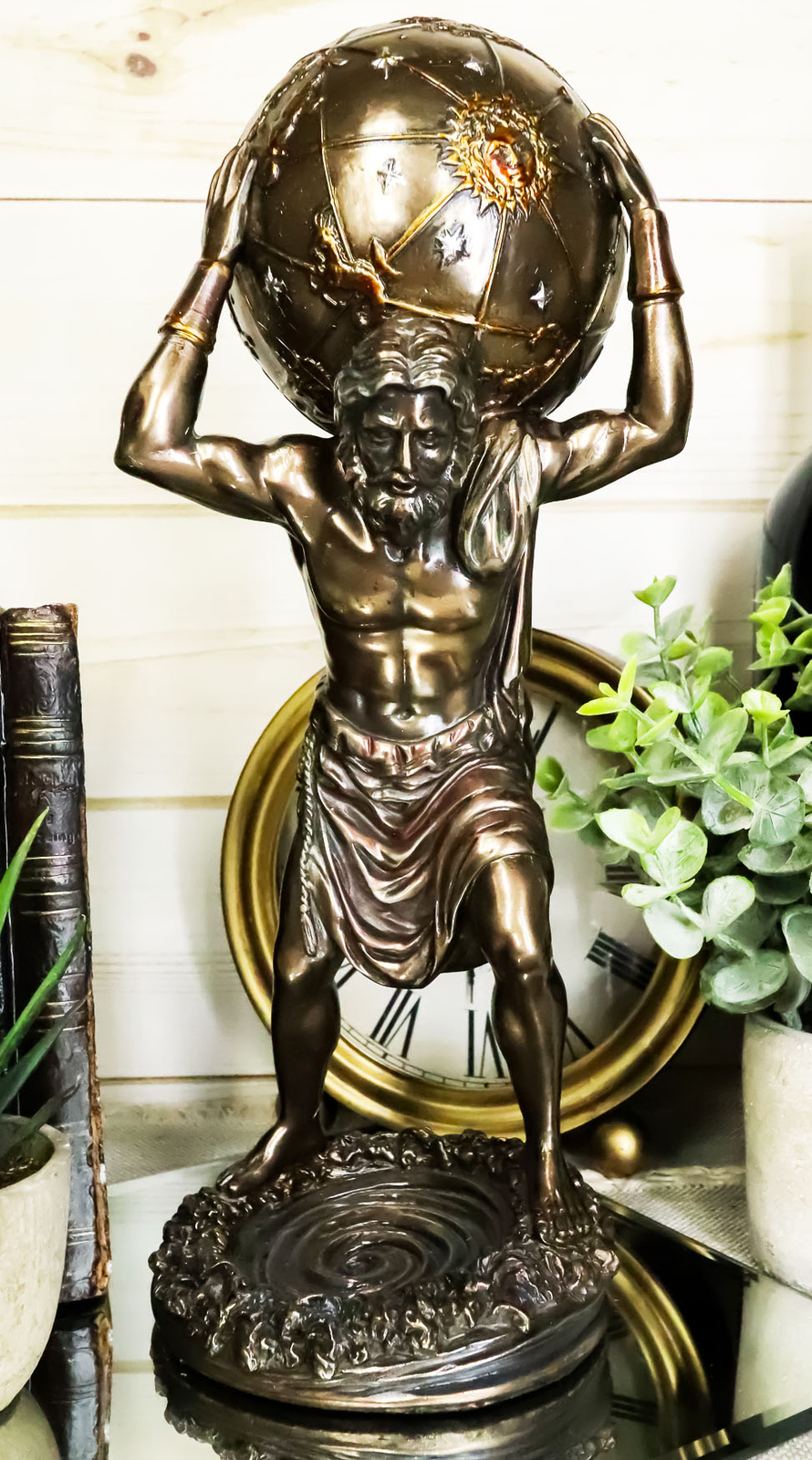 Ebros Greek God Primordial Titan Atlas Holding The World Globe Statue 11.75″Tall