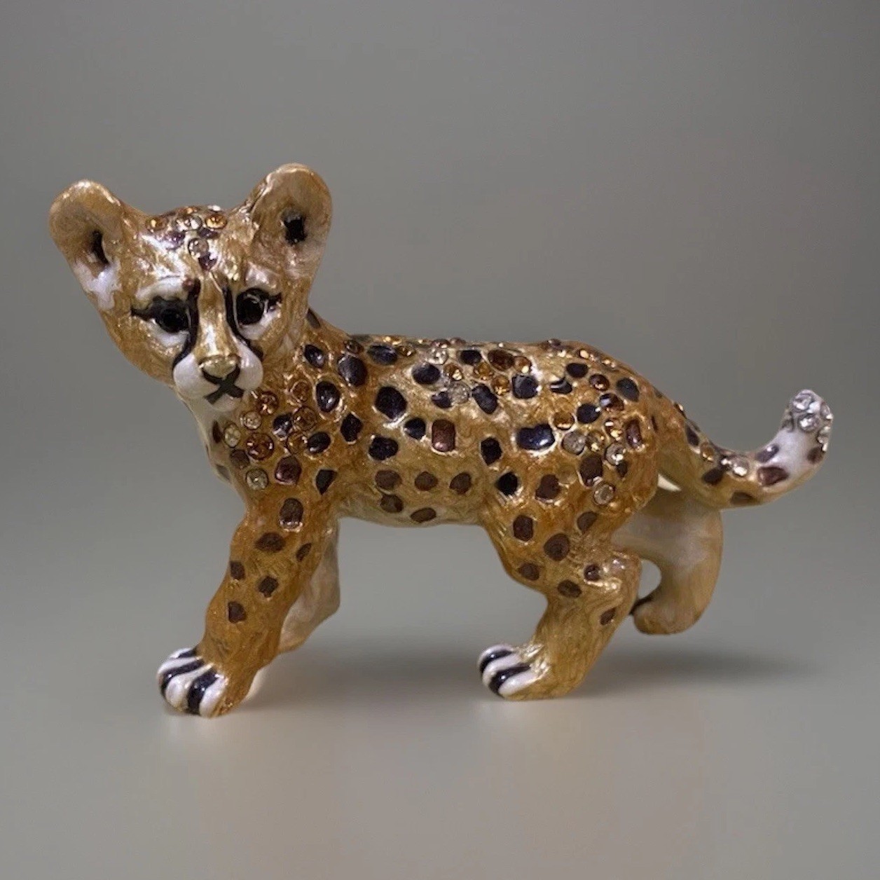 Jay Strongwater Cheetah Cub Figurine Enamel and Swarovski Crystals