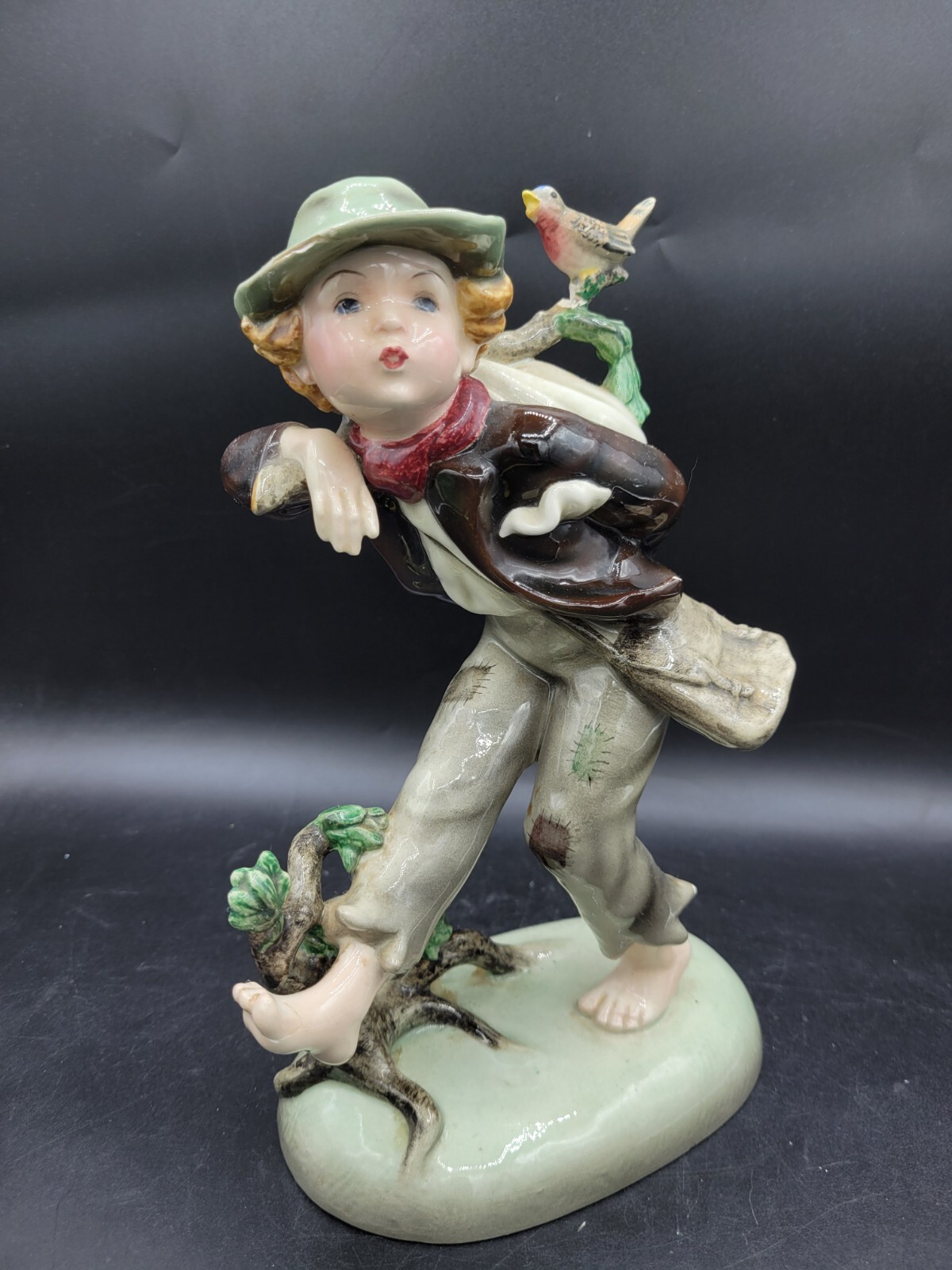 Vintage Keramos Dakon Porcelain Vagabond Boy Figurine Wien Vienna Austria *as Is