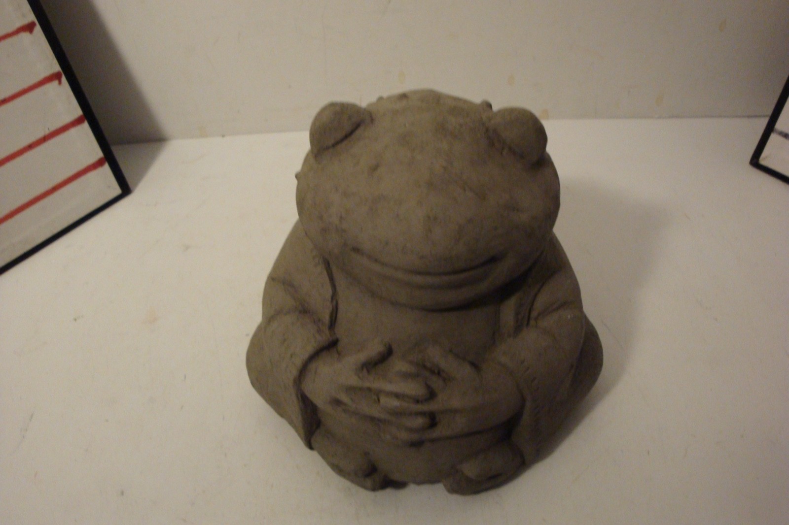Vintage Designer Stone Inc meditating frog stone cast stone garden art