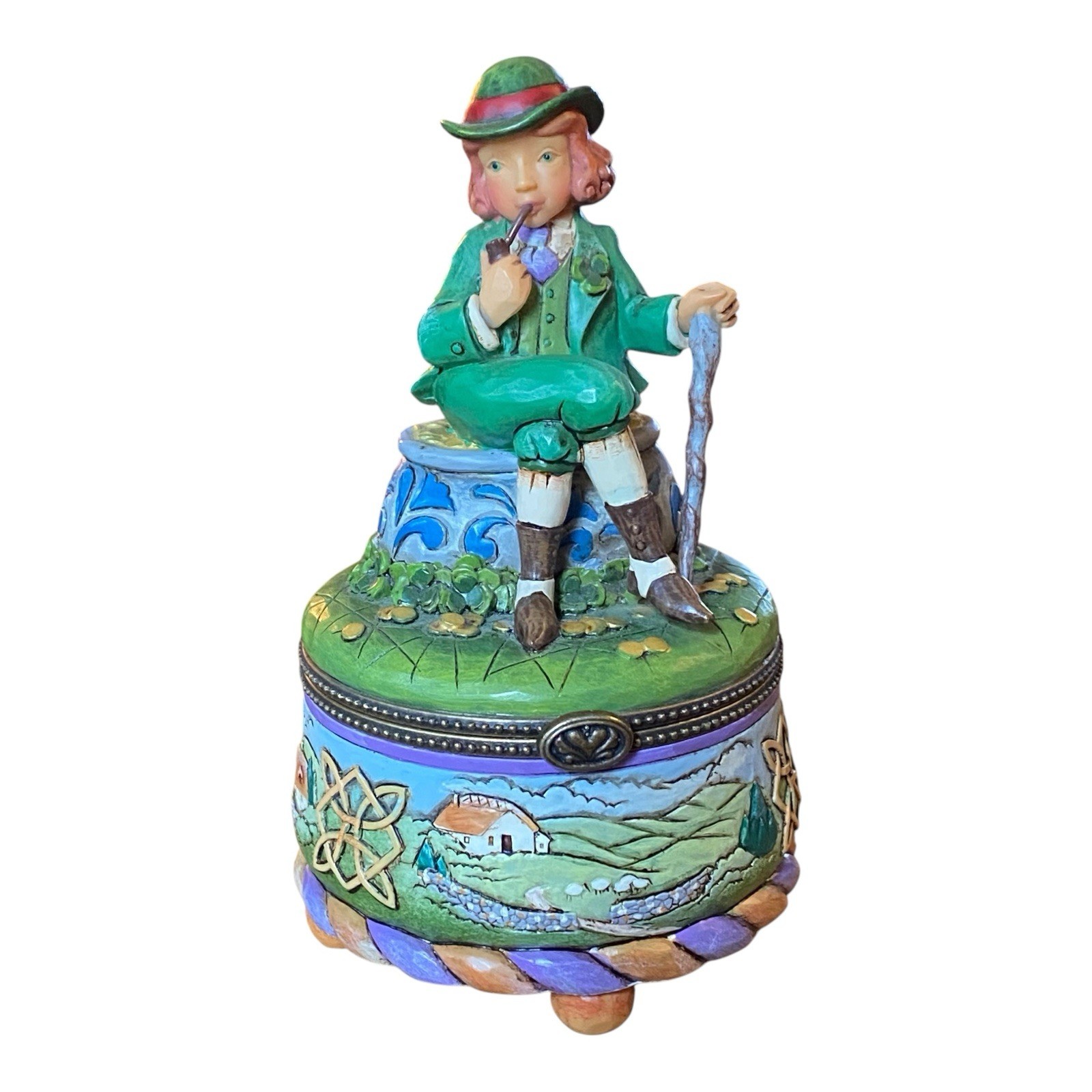 Jim Shore St Patrick’s Day Irish “Wee Bits of Treasure” Leprechaun Trinket Box