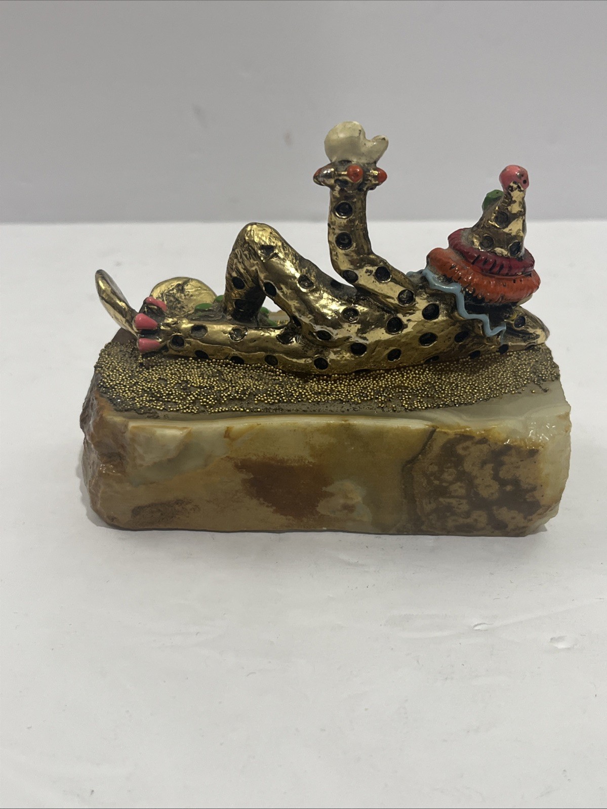 Vintage Ron Lee 1983 Sculptor Pinky The Clown Laying Down 24kt Plated Figurine