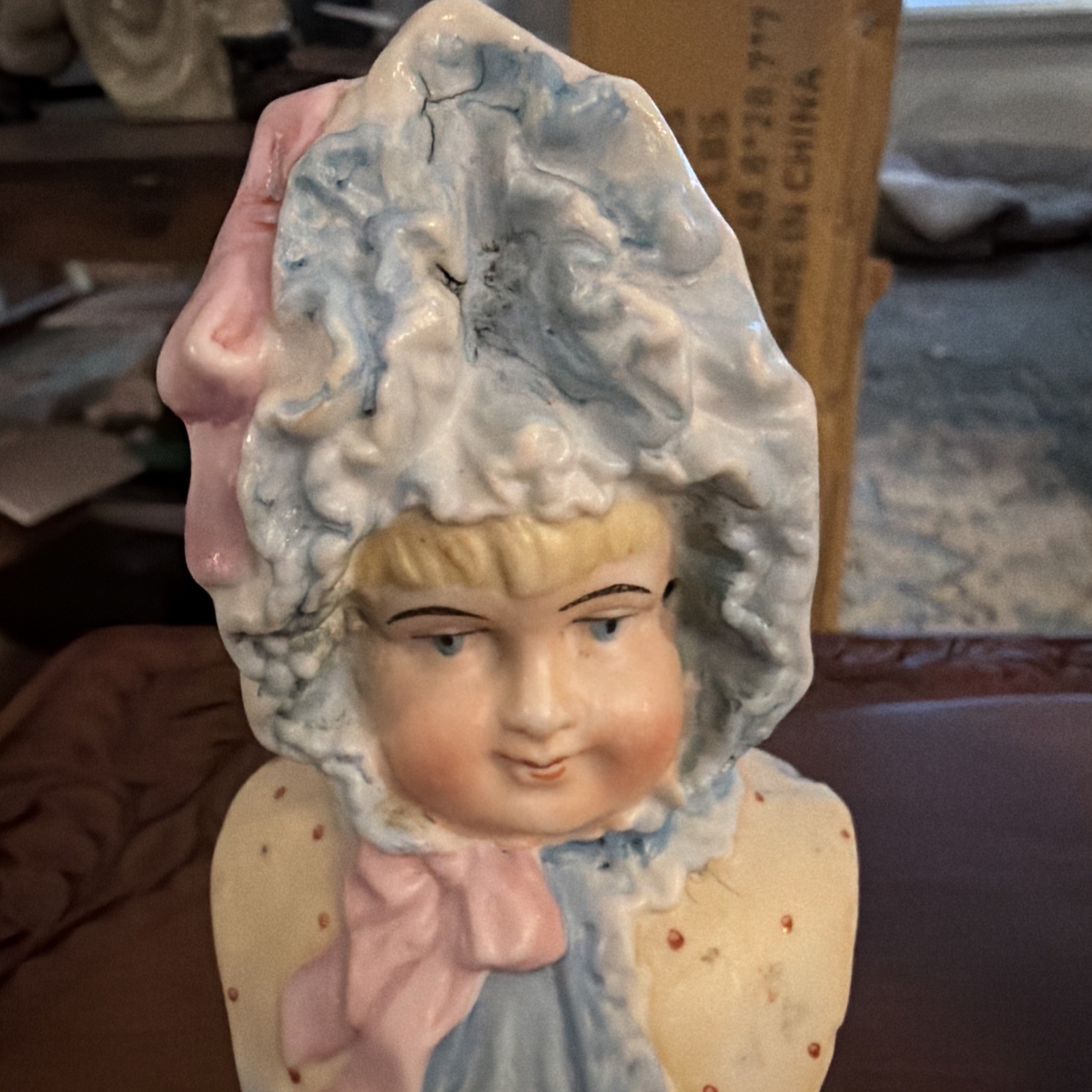 Antique set of three hand-painted porcelain busts by Hertwig & Co.