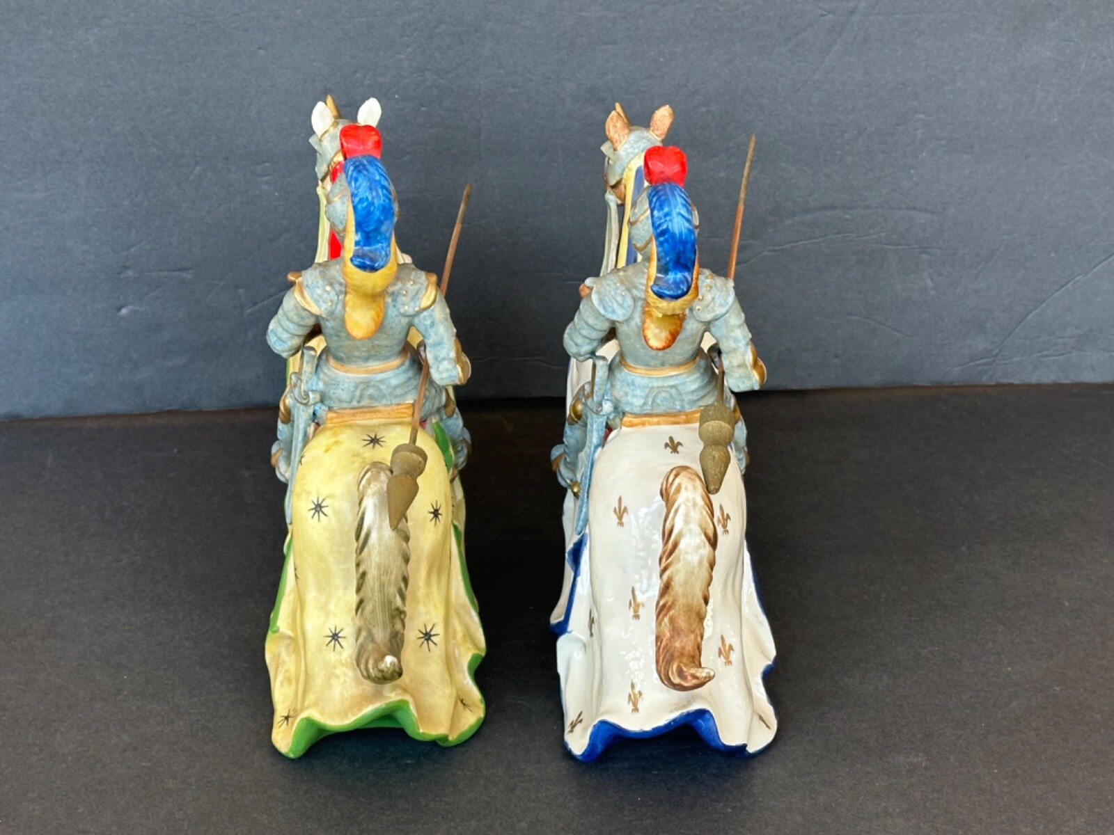 VINTAGE Ceramic Medieval Jousting Knights Figurines Set Andrea by Sadek