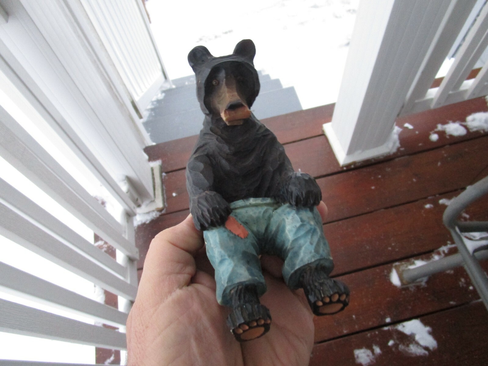 RESIN SITTING HILLBILLY BEAR FIGURINE~~~[ 5″ X 5.5″ ] ~~~NICE!!!