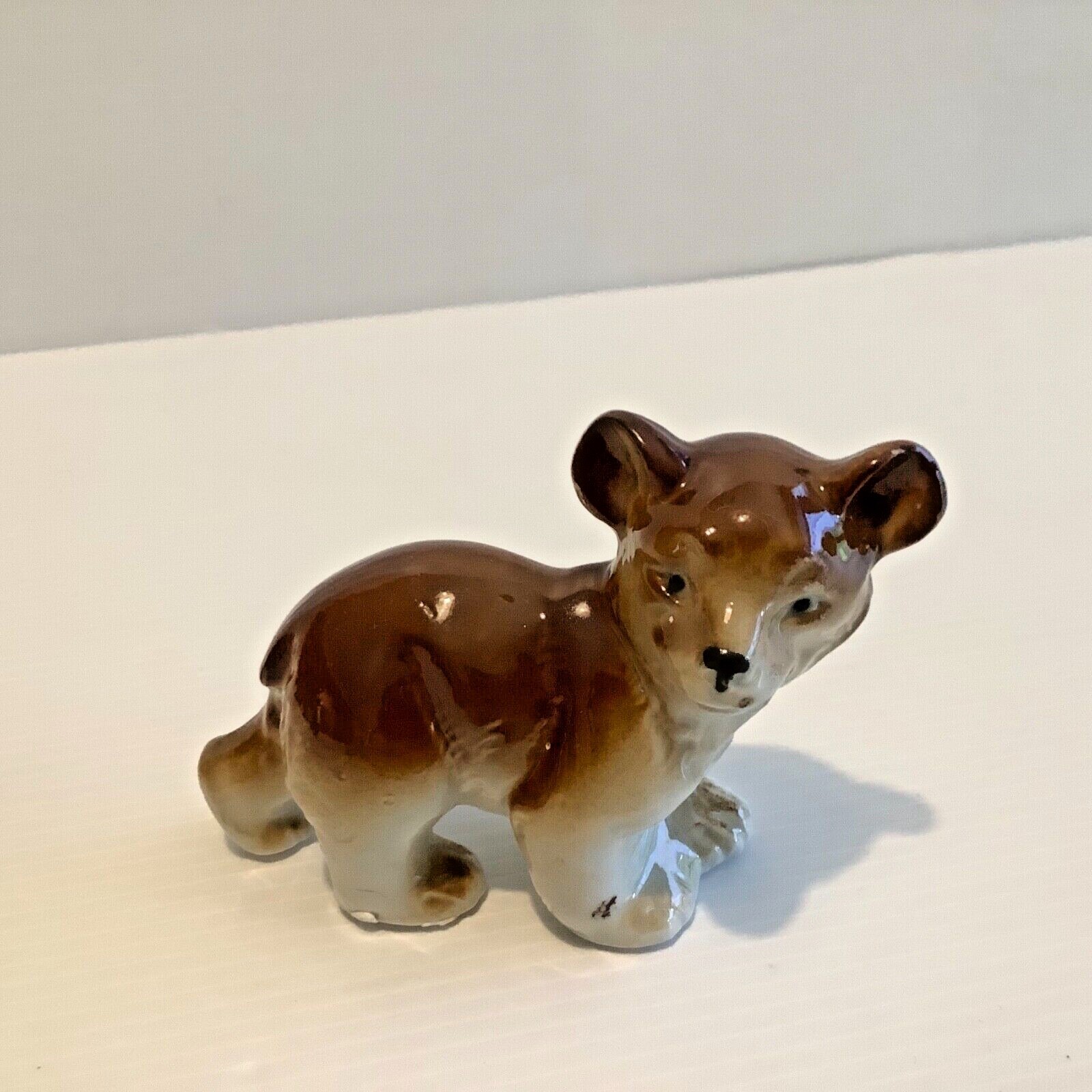 Small bear cub ceramic figurine 8 cm long made in Germany 7782 brown bear