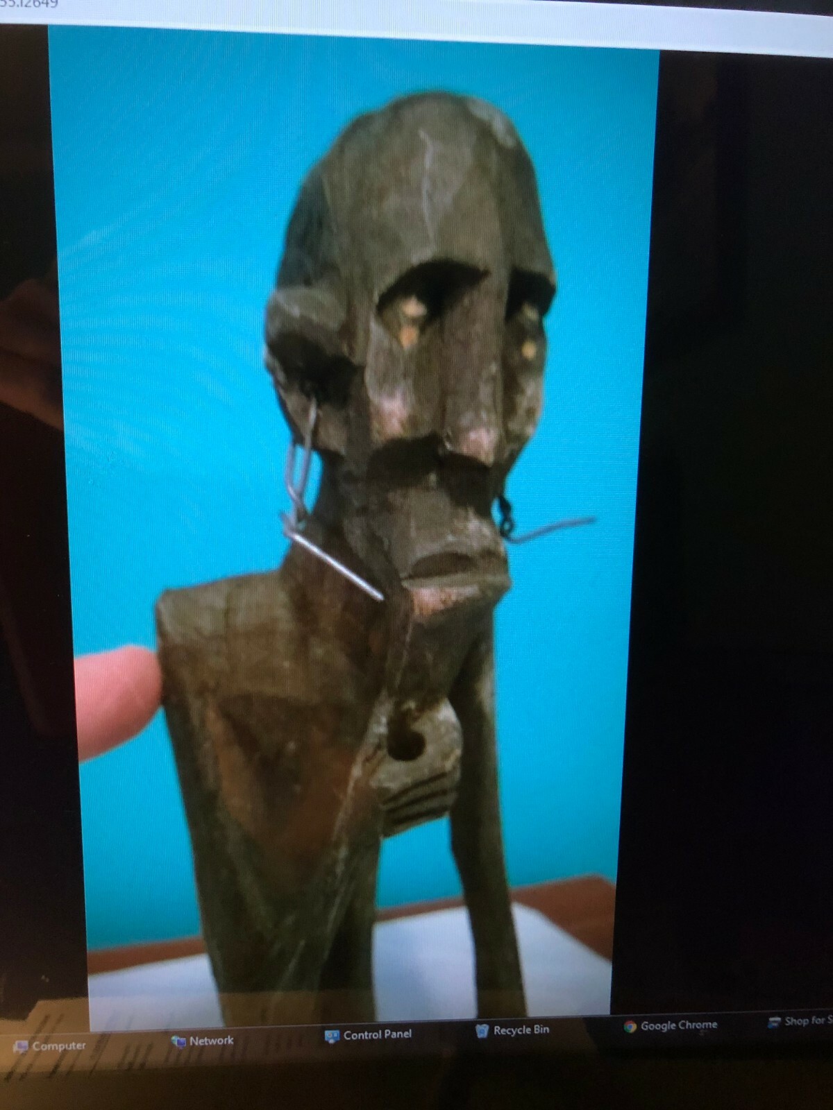 ANTIQUE AFRICAN – “MAN THINKING ON STOOL” WOOD FIGURINE 12 “H , 6.4 Oz..