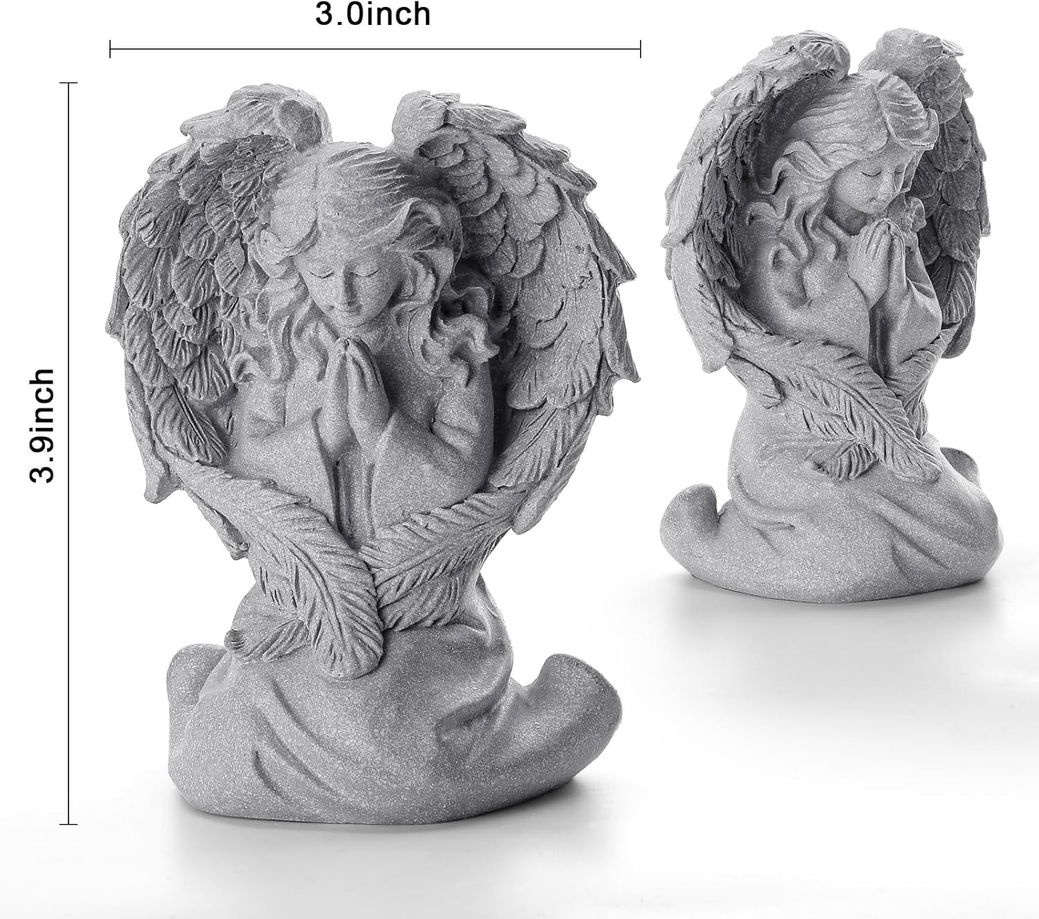 Elegant Praying Angel Figurine – Hand-Painted Gray Statue for Home & Garden