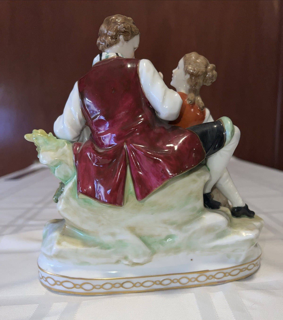Antique Porcelain Courting Couple with Lamb with E & A Müller mark ?