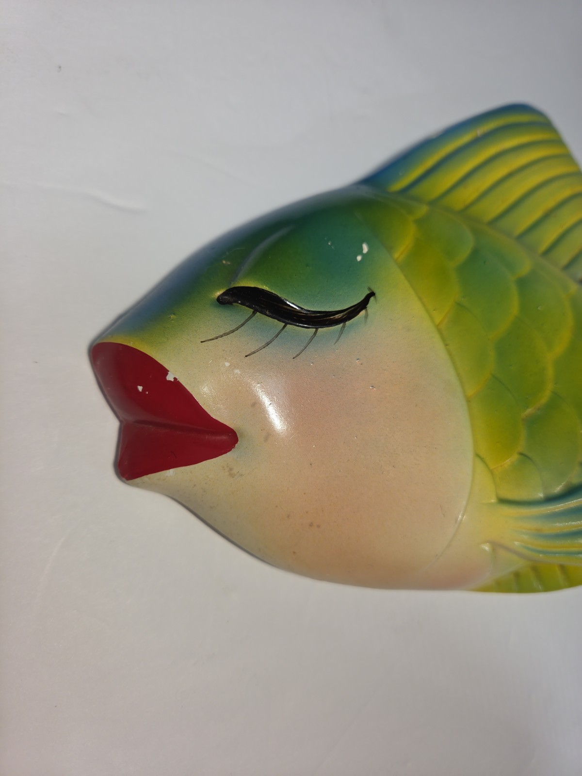Vintage Anthropomorphic Fish Wall Plaques Pair Mid Century Retro Bathroom Decor