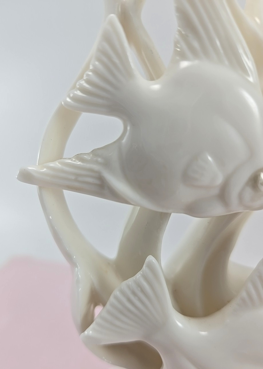 Lenwile Ardalt White Angelfish Figurine Vintage Mid-Century Ceramic Decor