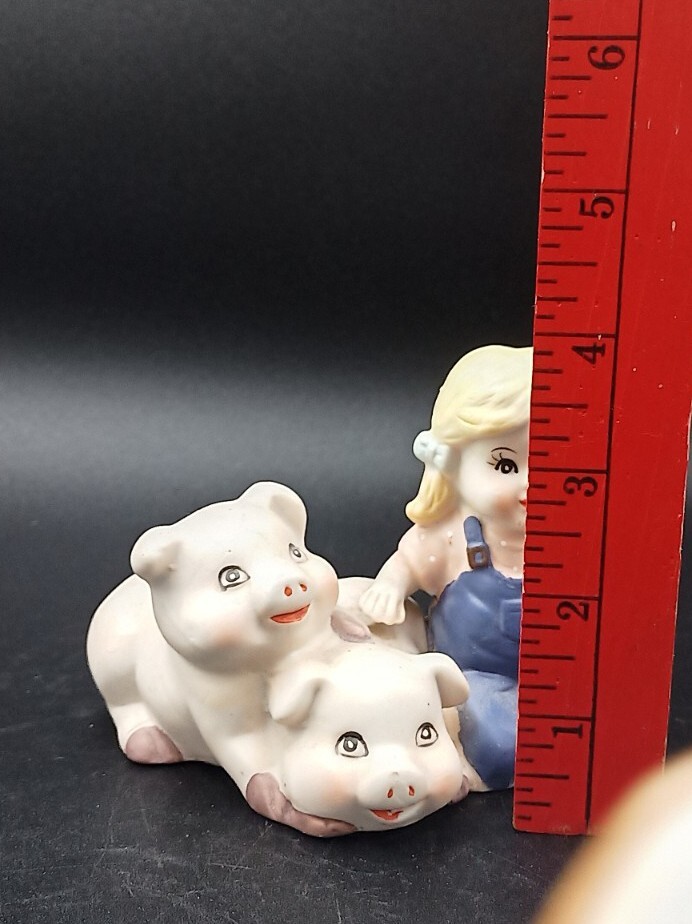 Vintage UCGC Ceramic Figurine Girl and Piglets Mid-Century Excellent Shape!!