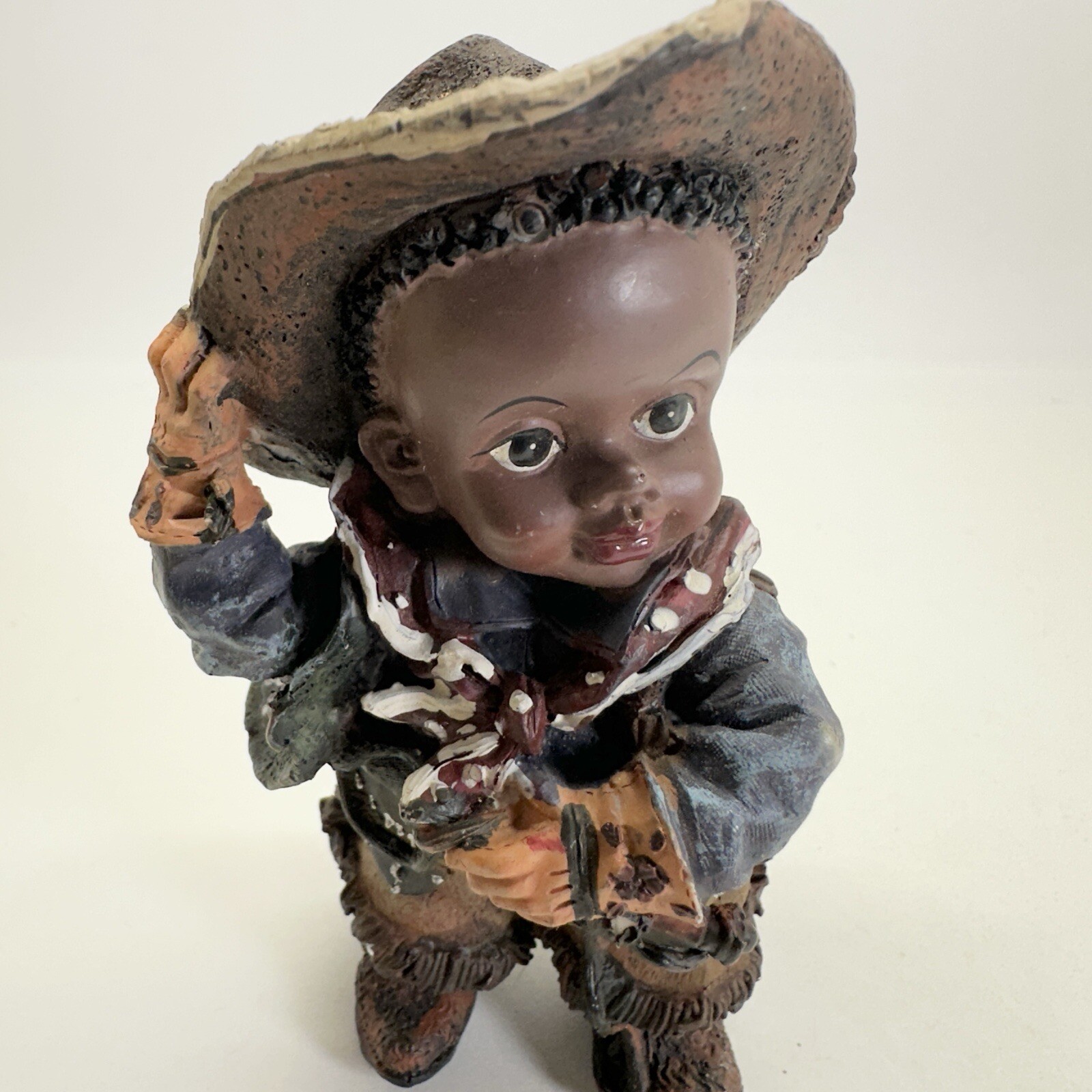 Vintage Black Country Kids Cowgirl Cowboy Americana Resin Figurine