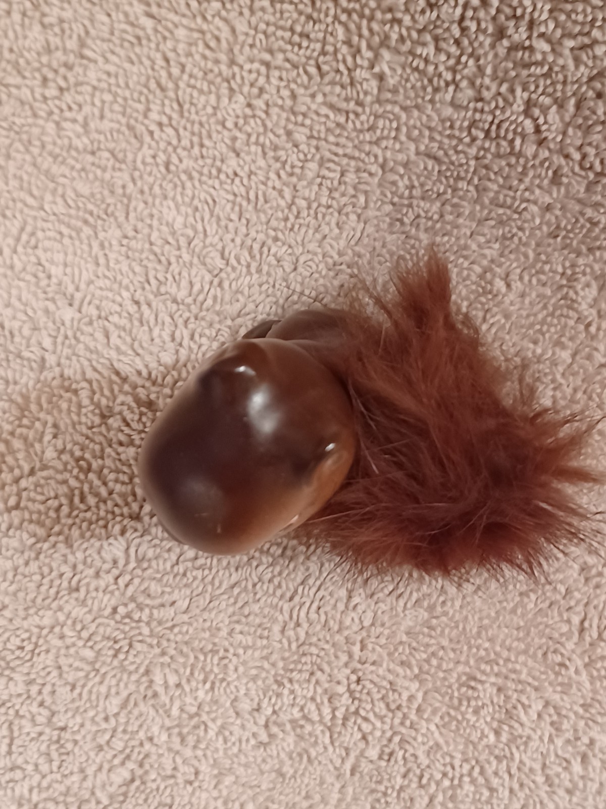 Vintage Enesco Ceramic Brown Sitting Squirrel Figurine with Bushy Furry Tail